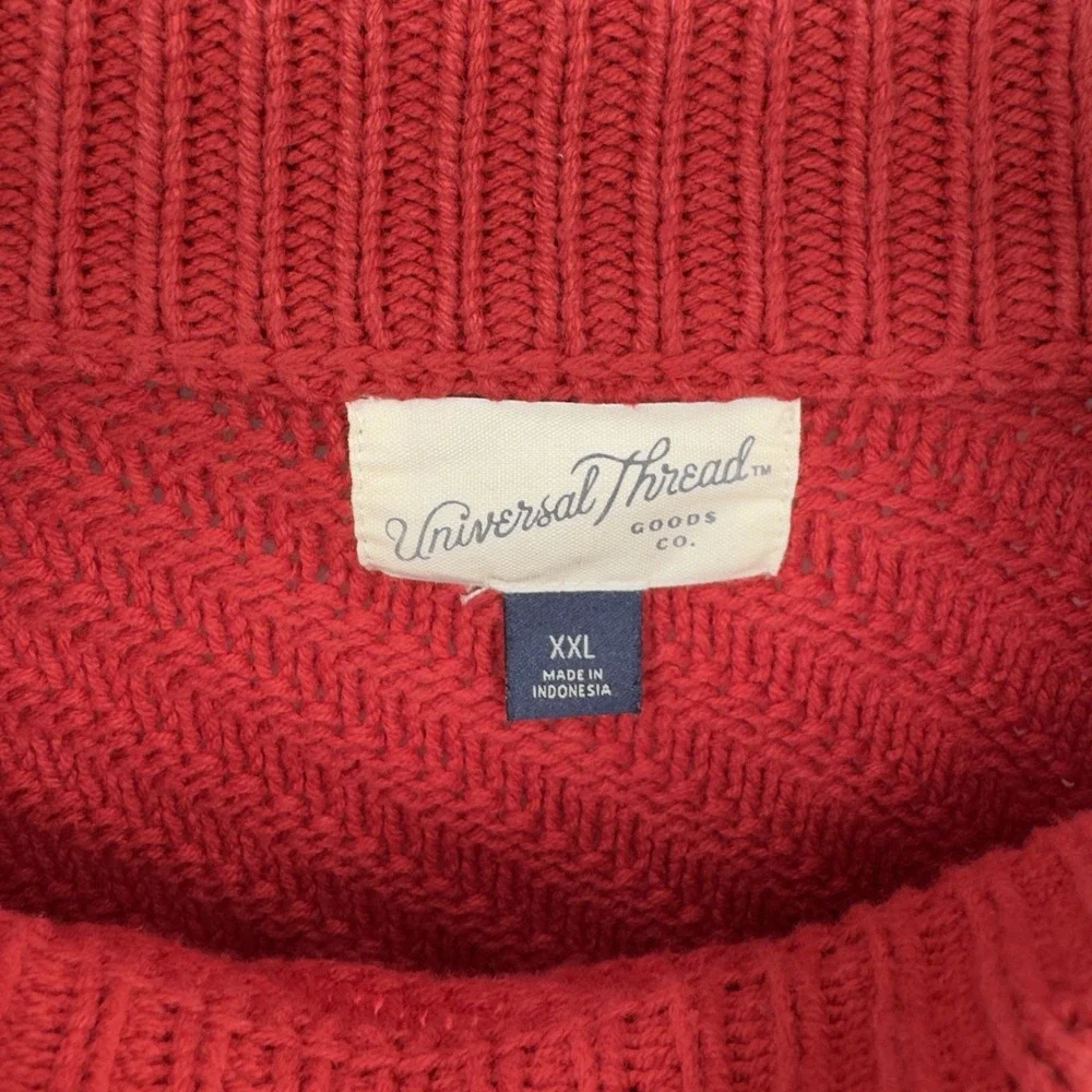 Universal Thread Red‎ Textured Knit Sweater XXL Oversized Chunky Cozy Crewneck